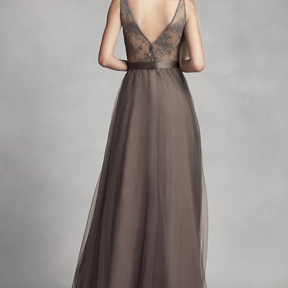 Vera Wang A-Line Tulle and Lace Bridesmaid Dress - Picture 4 of 5